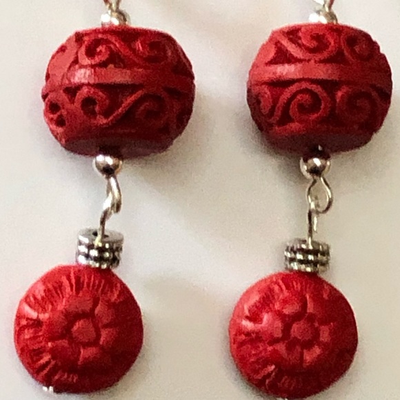 Cinnabar Spirals & Florals Earrings - Picture 6 of 8